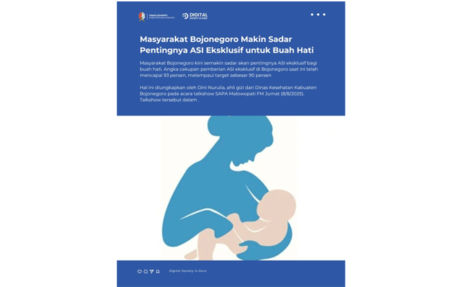 Woww..! Cakupan ASI Eksklusif di Bojonegoro 93 Persen, Lebihi Target