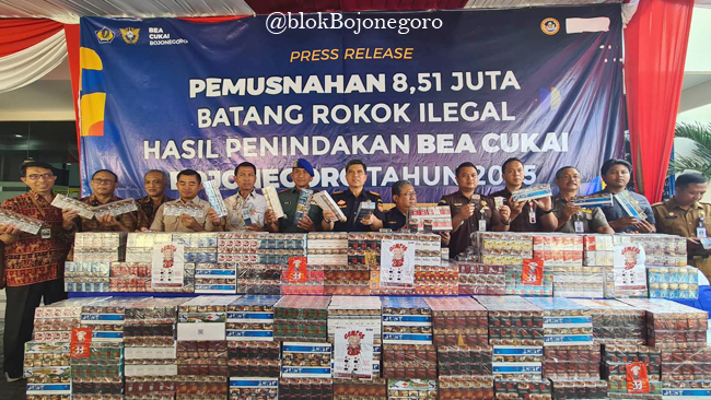 Jutaan Batang Rokok Ilegal Dimusnahkan Bea Cukai Bojonegoro