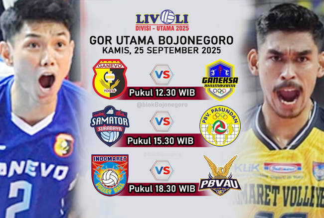 Jadwal Hari Ini Livoli Divisi Utama di GOR Bojonegoro 25 September