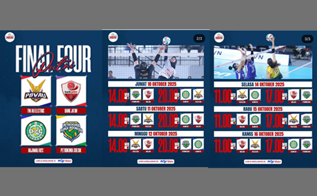 Petrokimia Gresik Vs Bank Jatim, Inilah Jadwal Lengkap Final Four Putri