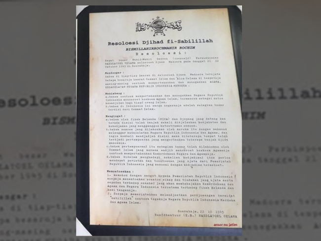 Naskah Resolusi Jihad, Hari Santri Nasional