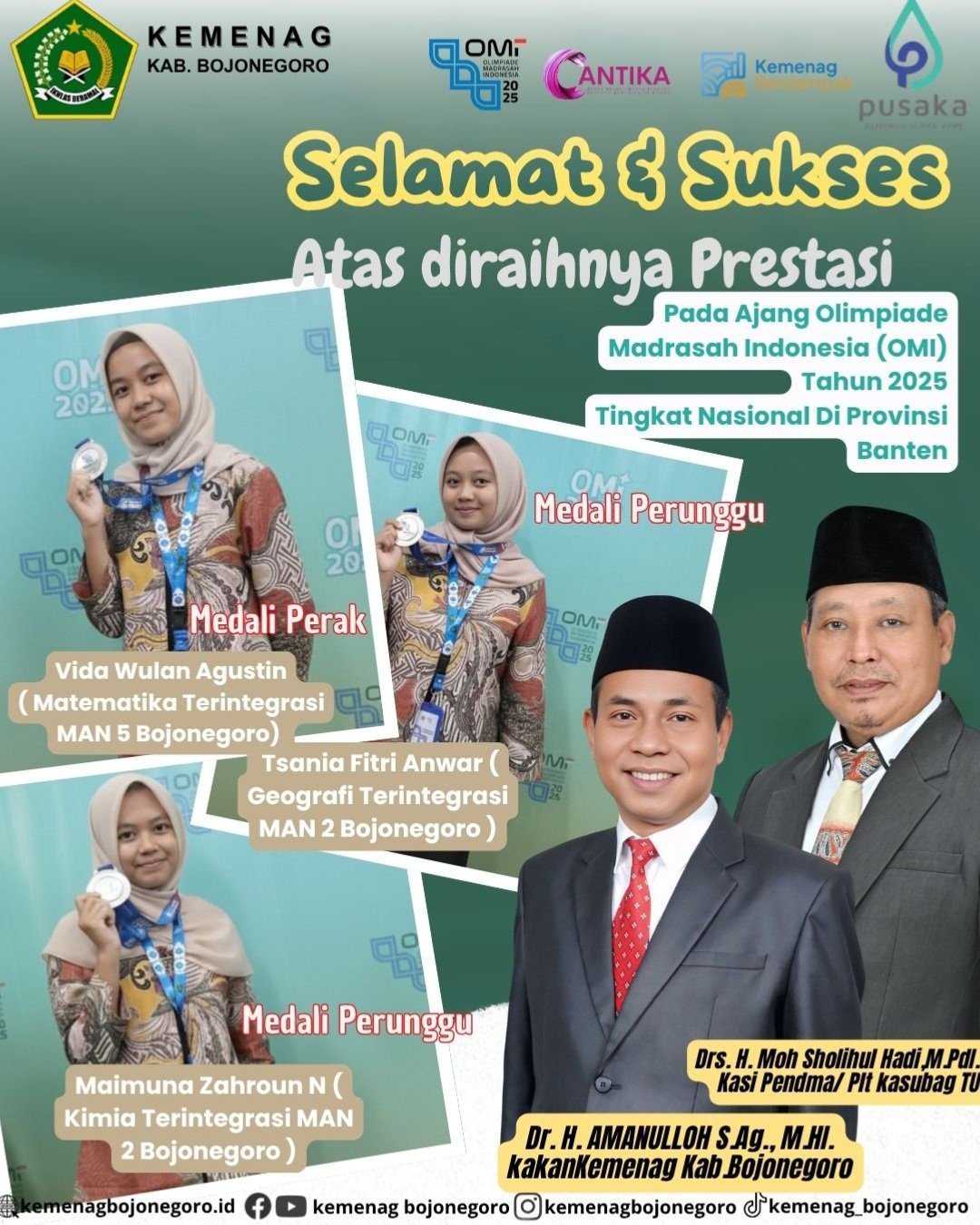 Tiga Siswa Madrasah Bojonegoro Raih Prestasi di Olimpiade Madrasah Indonesia 2025