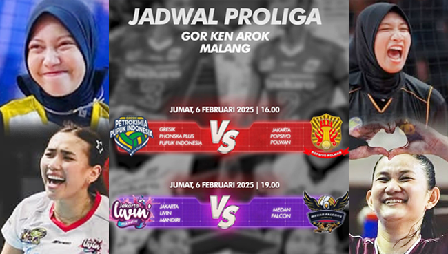 Jadwal Proliga 2026 Hari Ini: Gresik Phonska Plus Vs Popsivo Polwan dan Livin Mandiri Vs Medan Falcons