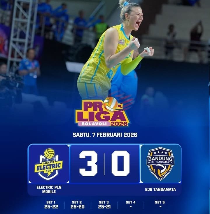 Hasil Proliga 2026 Putri: Jakarta Electric PLN Kalahkan 3-0 BJB Tandamata