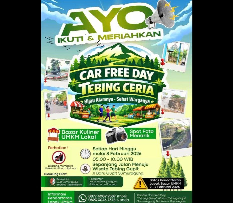 Camat Baureno Sambut Positif Car Free Day Tebing Ceria, Dorong Wisata dan UMKM Lokal