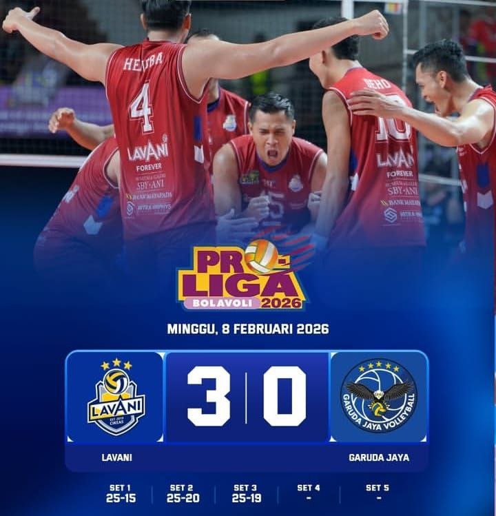 Hasil Proliga 2026 Putra: LavAni Menang Telak 3-0 atas Garuda Jaya