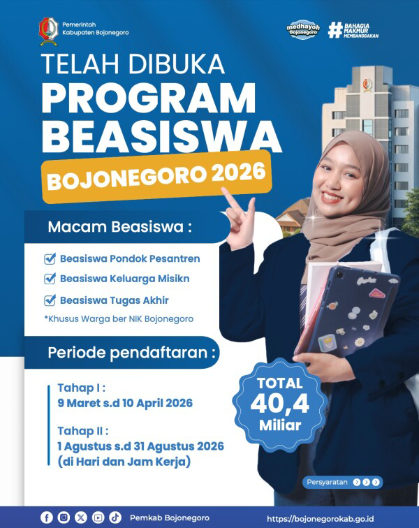 Buruan...! Pendaftaran Gelombang I Beasiswa Pemkab Bojonegoro Dibuka...