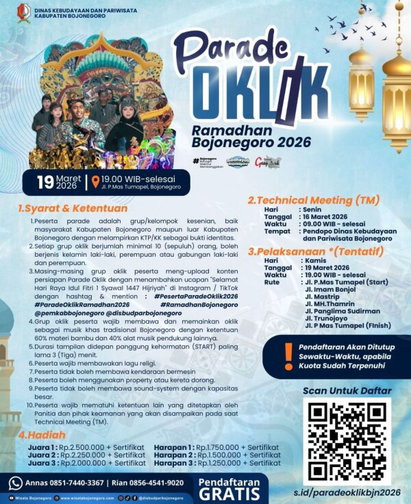 Parade Oklik Bojonegoro Tahun 2026, Catat Tanggal 19...