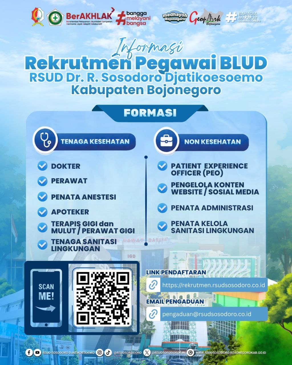 RSUD Sosodoro Bojonegoro Buka Rekrutmen BLUD 2026, Ini...