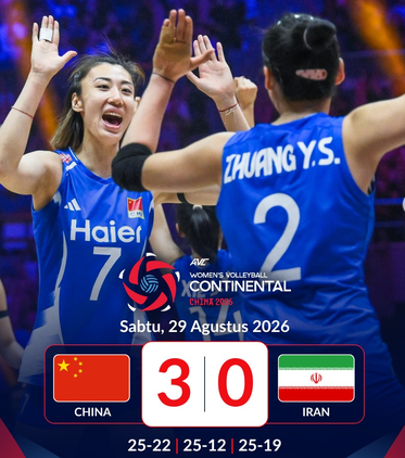 China Menang 3-1 atas Iran, Melaju ke Final...