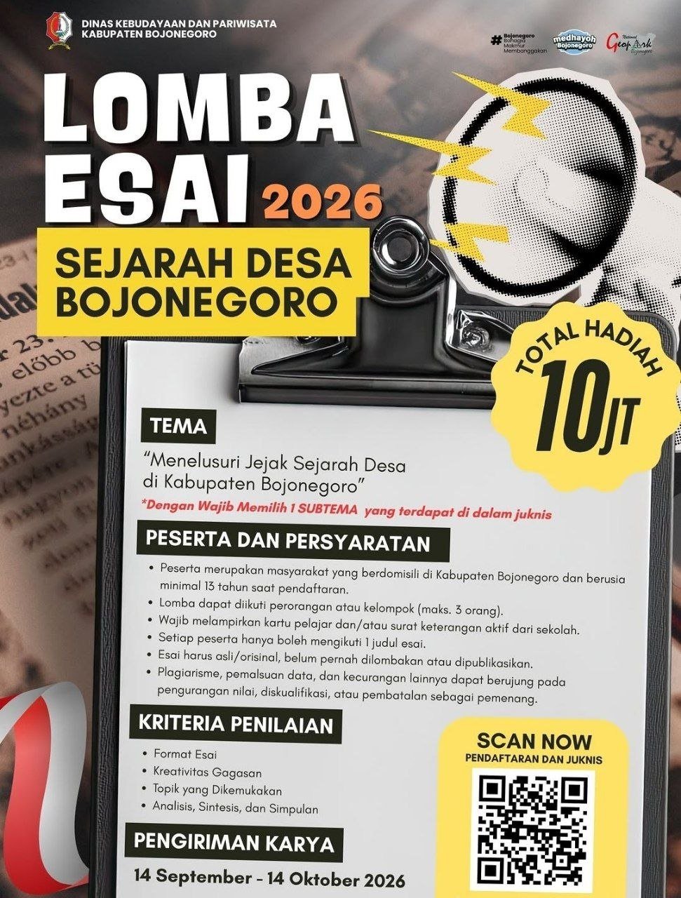 Lomba Esai 2026 “Sejarah Desa Bojonegoro” Dibuka, Total...