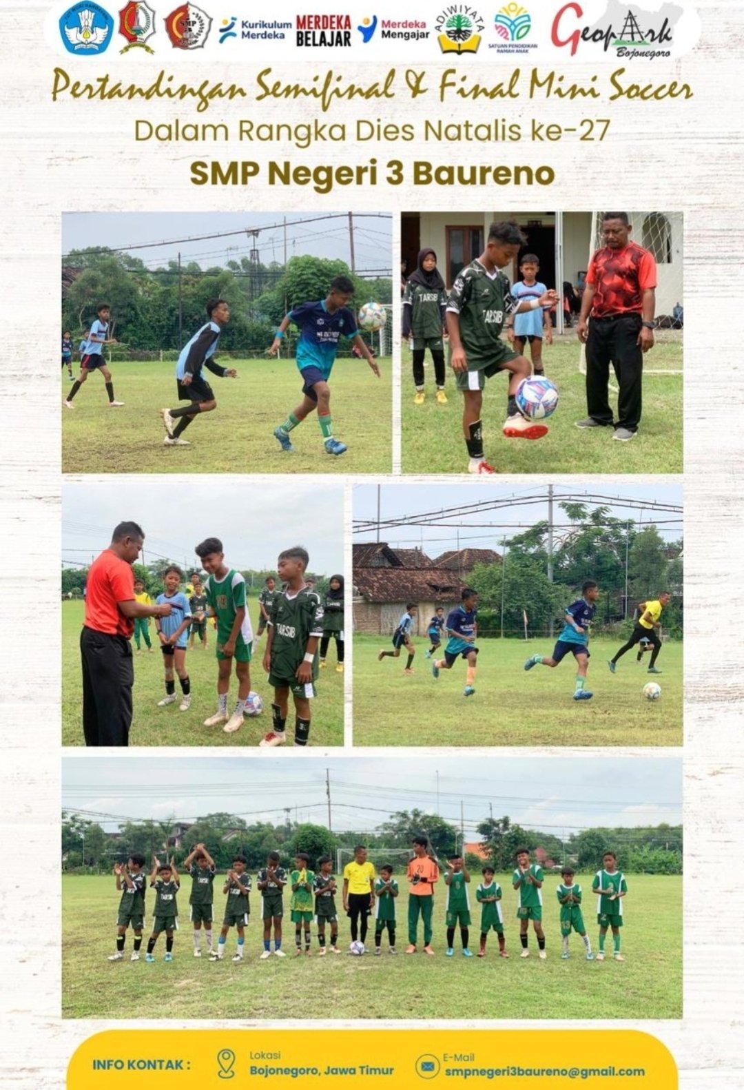 SD dan MI Antusias Ikuti Mini Soccer SMPN 3 Baureno, Inilah Juaranya!