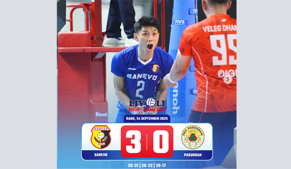 Ganevo Kalahkan Pasunda 3-0 di GOR Bojonegoro