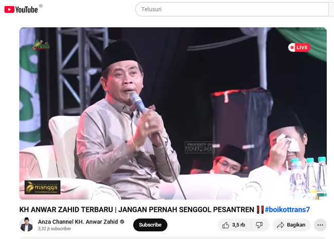 Da'i Kondang Kiai Anwar Zahid: Jangan Fitnah Keji Kiai Kami, Trans7