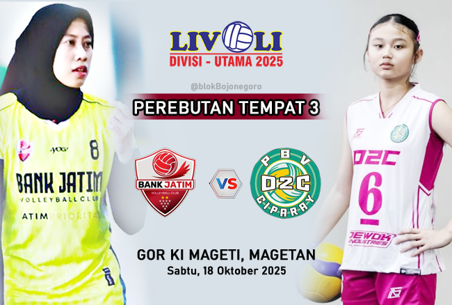 Tempat ke 3 Putri: Surabaya Bank Jatim Vs Rajawali O2C Ciparay, Tetap Sengit