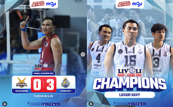 JUARA..! LavAni Navy Kalahkan TNI AU Electric 3-0