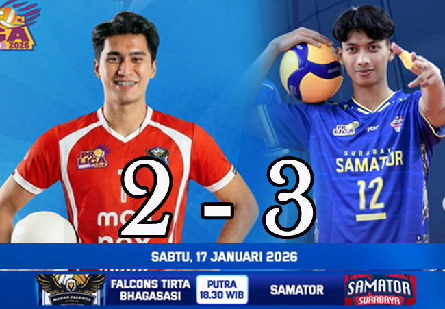 Hasil Proliga 2026: Falcons Tirta Bhagasasi 2-3 Samator Surabaya