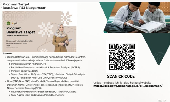 Beasiswa PJJ Bagi Pendidik Pesantren dan LPQ Dibuka...