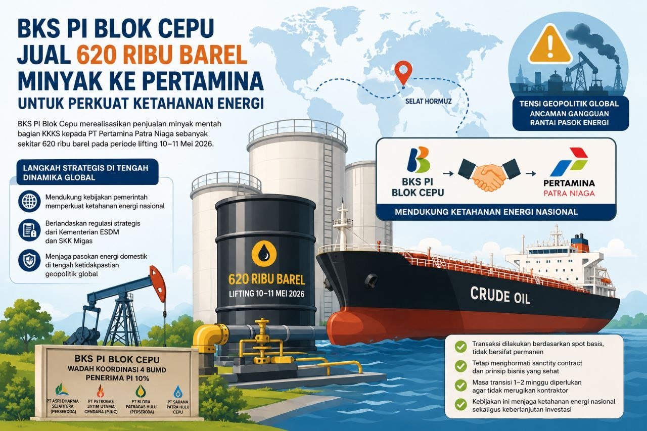Perkuat Energi Nasional, BKS PI Blok Cepu Pasok 620 Ribu Barel Minyak ke Pertamina Patra Niaga
