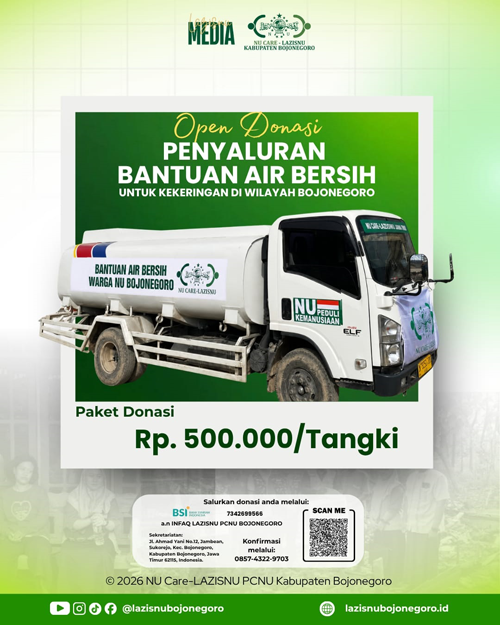 Awali Dropping, LAZISNU Bojonegoro Ajak Warga Sedekah Air