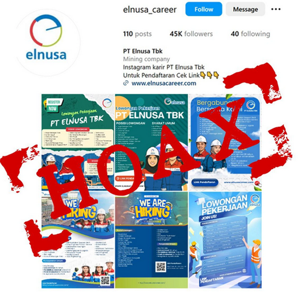 Waspada Penipuan Rekrutmen, PT Elnusa Tbk Imbau Masyarakat Abaikan Akun Lowongan Palsu