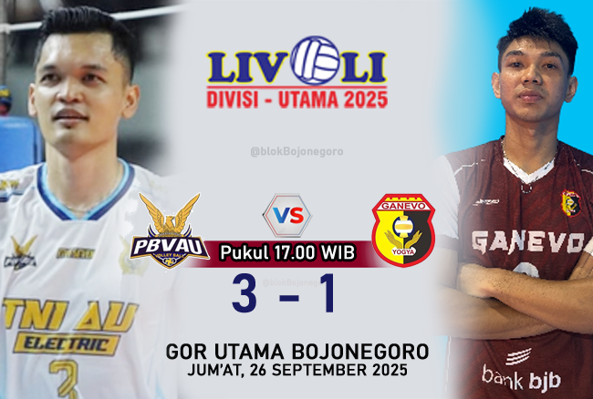 Sengit dan Ketat, TNI AU Electric Kalahkan Ganevo Yogyakarta 3-1