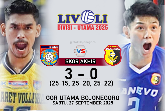 Indomaret Hajar Ganevo Yogyakarta 3-0, Lolos Final Four