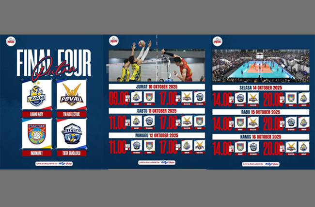 LavAni Navy Vs Indomaret, Inilah Jadwal Lengkap Final Four Putra di GOR Ki Mageti Magetan