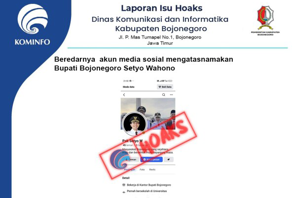 Hoaks..!  Akun Palsu Mengatasnamakan Bupati Bojonegoro Setyo Wahono