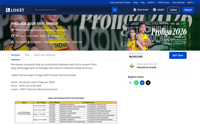 Tiket Proliga 2026 Seri Gresik Sudah Buka, Klik Disini!