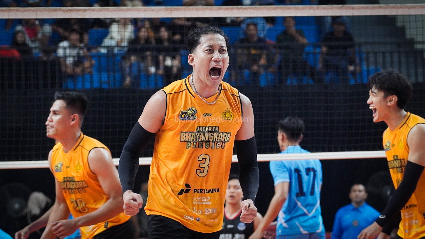Selebrasi Bhayangkara Presisi usai Taklukkan Garuda Jaya pada Proliga Seri Bojonegoro