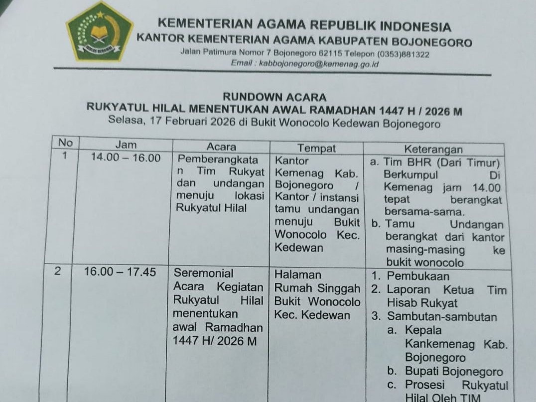 Besok, Kemenag Bojonegoro Gelar Rukyatul Hilal di Bukit Wonocolo