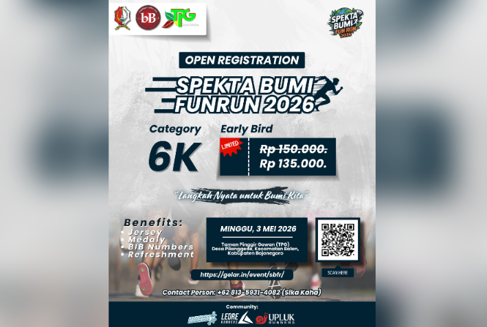 Pendaftaran Spekta Bumi FunRun 2026 di Bojonegoro Resmi Dibuka