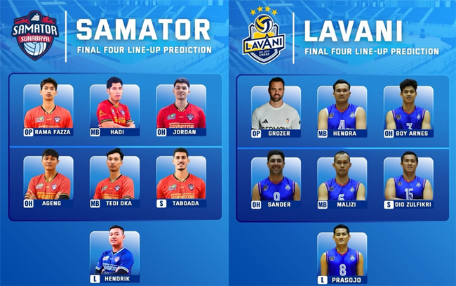 Inilah Susunan Pemain Surabaya Samator Vs Jakarta LavAni di Final Four
