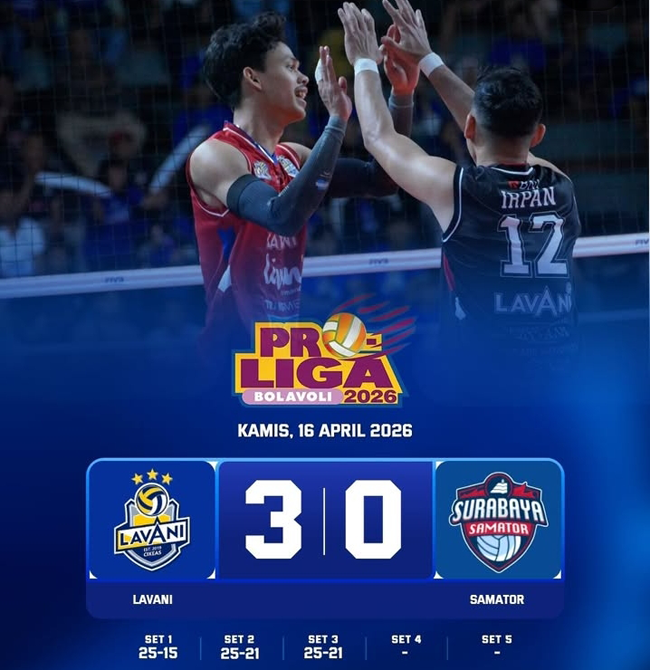 Jakarta LavAni Hancurkan Surabaya Samator 3-0, Peluang Samator Tertutup ke Grand Final