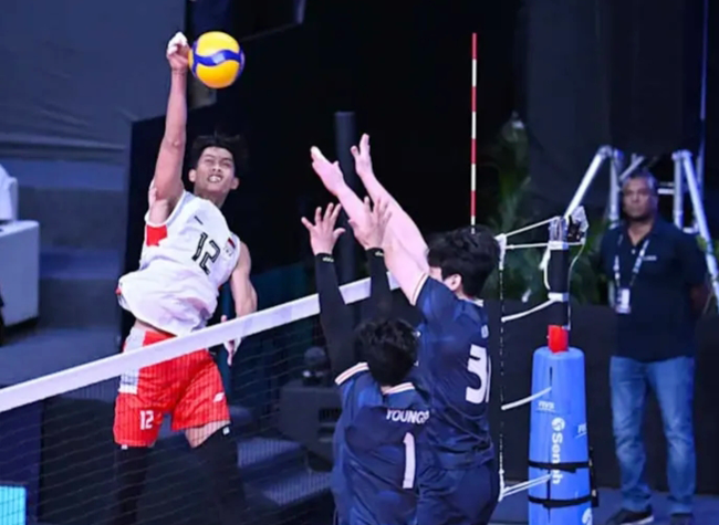 Aksi Pemain Timnas Voli Putra Indonesia Saat Kalah dari Korea Selatan di AVC Men's Volleyball Cup 2026