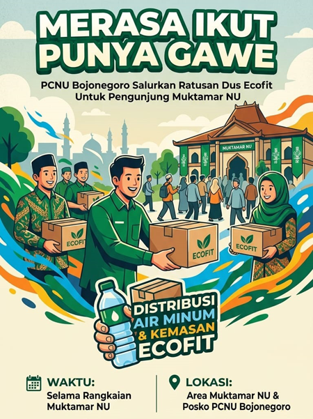 12.000 Botol Air Minum Ecofit Habis Dibagi PCNU Bojonegoro di Lokasi Muktamar NU ke 35